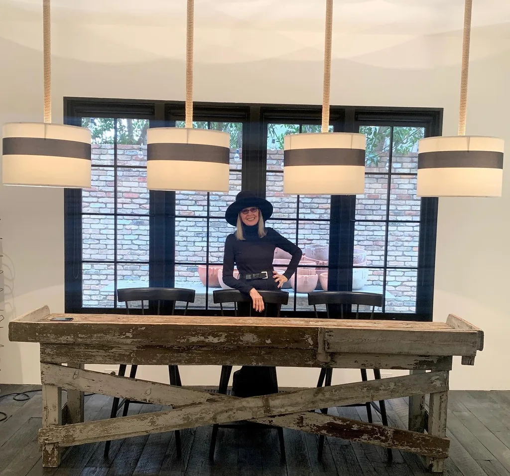 Diane Keaton with a style of pendants from her lighting range