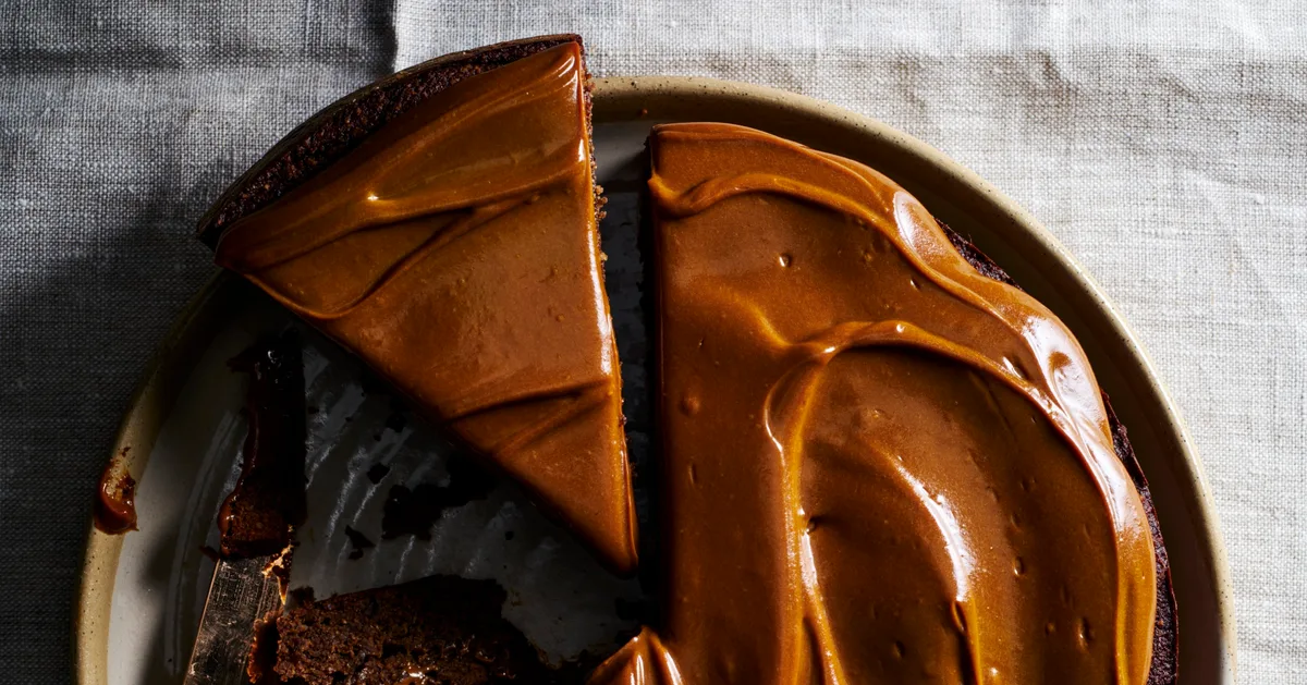 Flourless coffee, date & hazelnut cake with coffee butterscotch | Home Beautiful