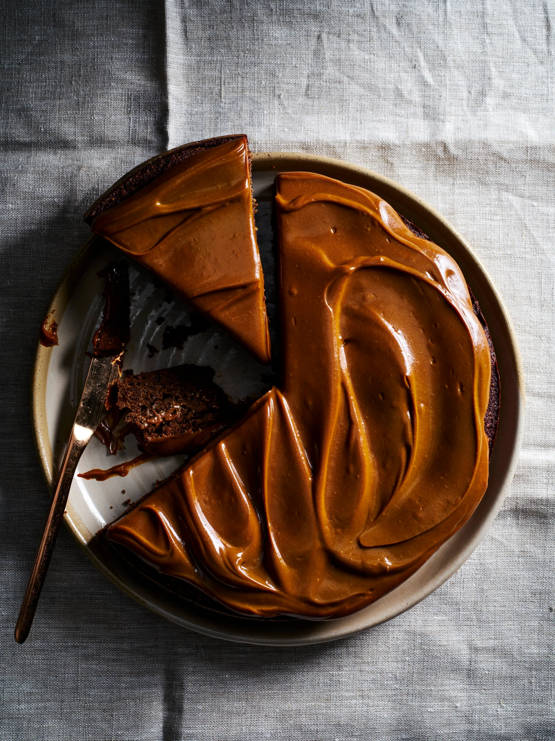 Flourless coffee, date and hazelnut cake with coffee butterscotch