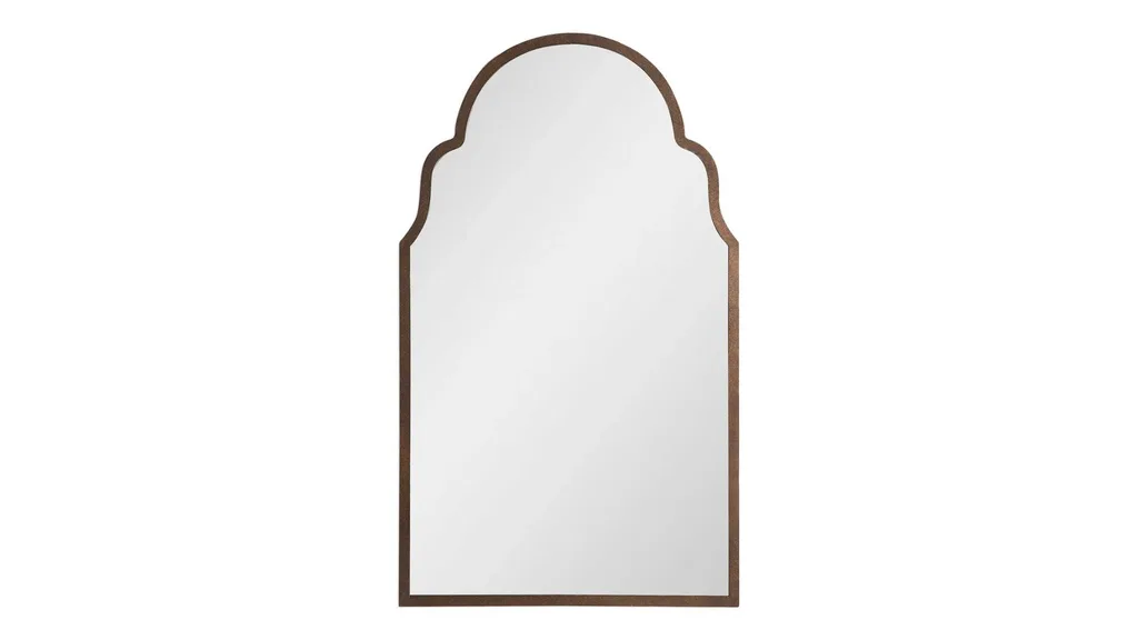 A curved, arched wall mirror.