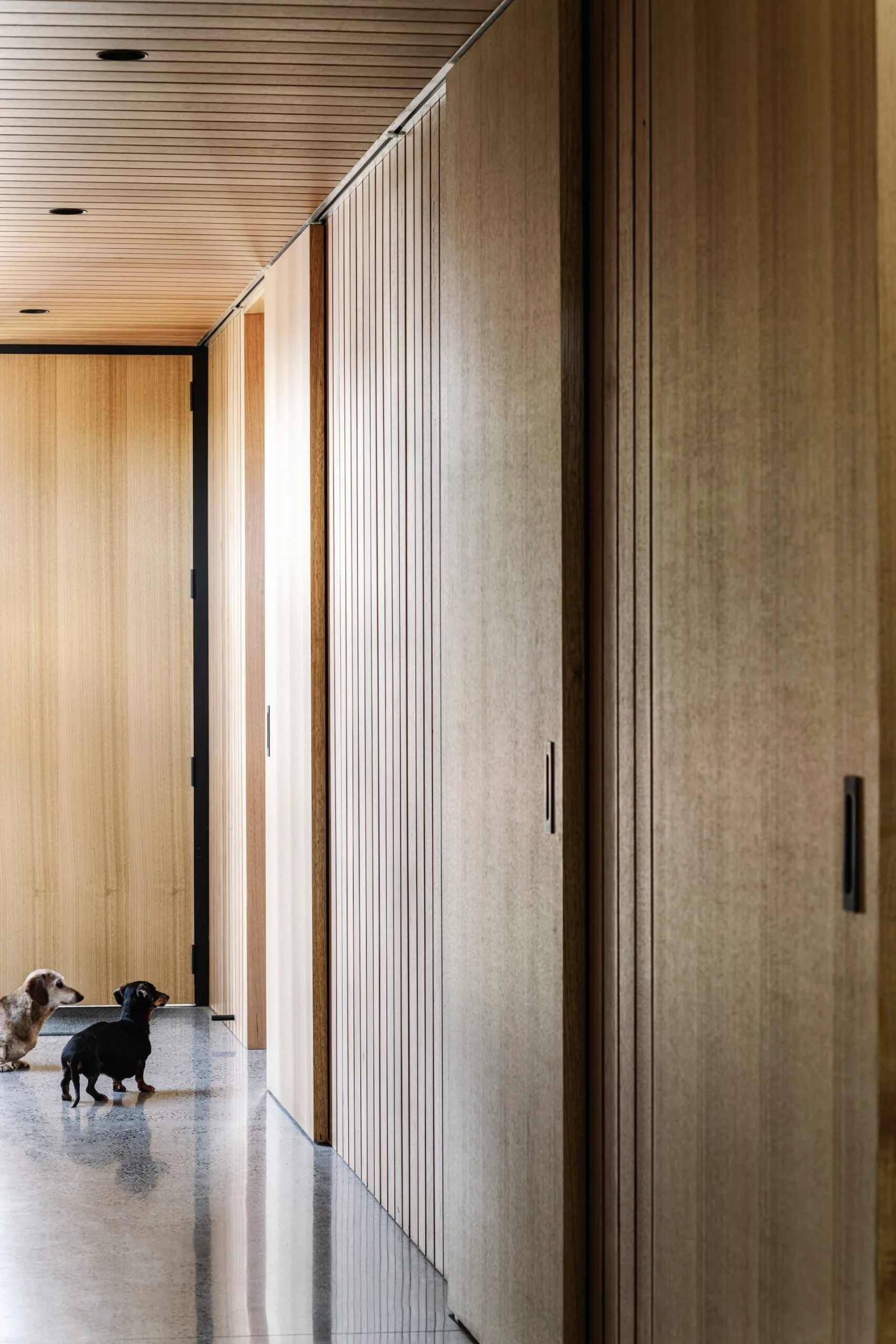 Timber sliding doors. 