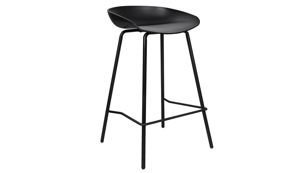A black metal bar stool