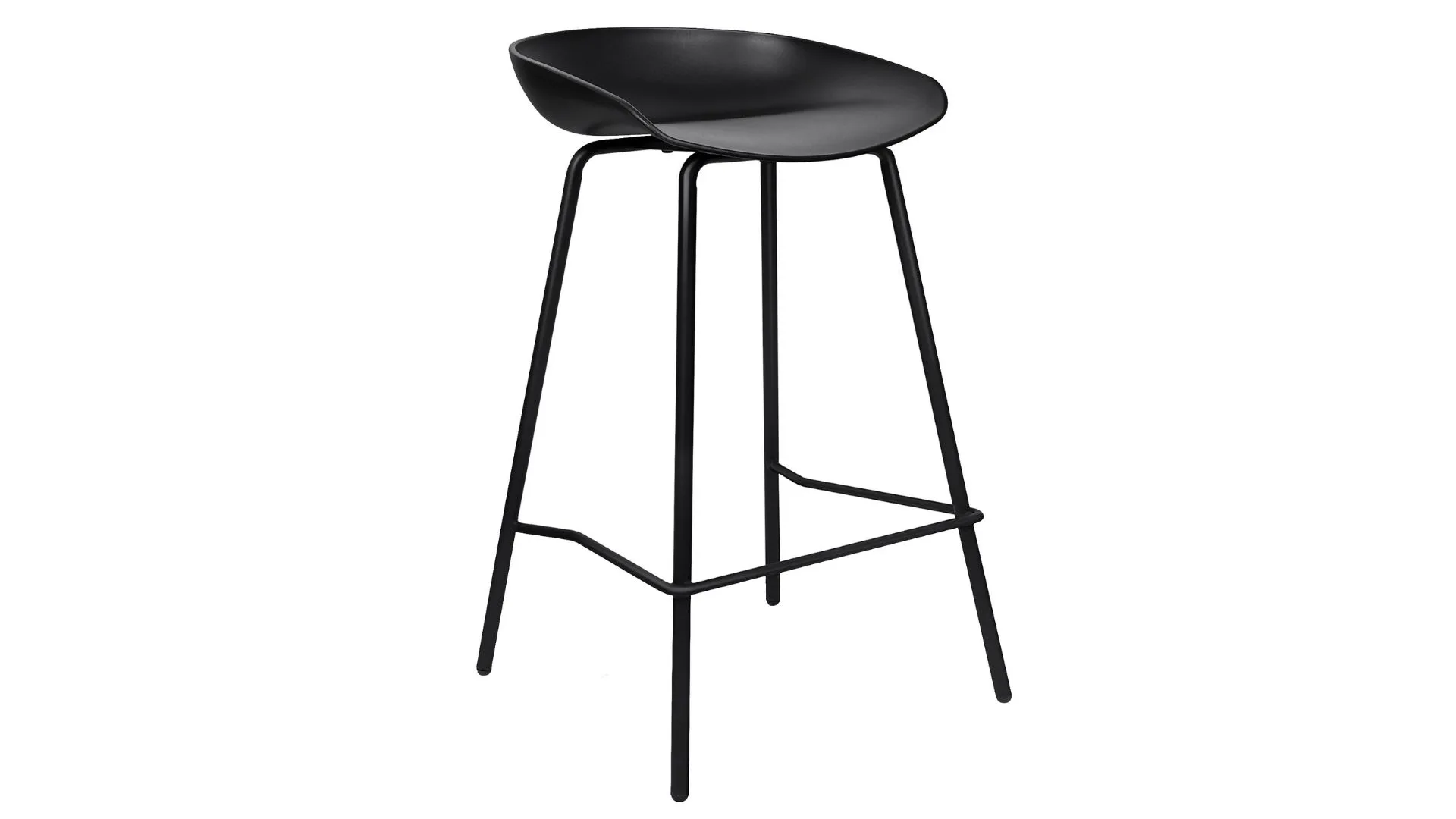 A black metal bar stool
