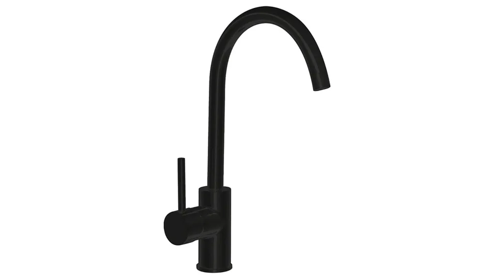 A black matte gooseneck kitchen mixer