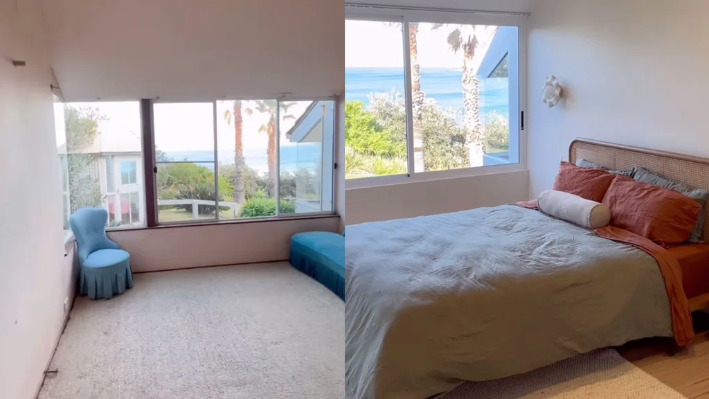 The before and after of Matty J and Laura's bedroom.