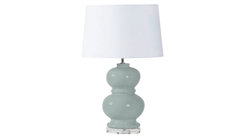 A blue table lamp