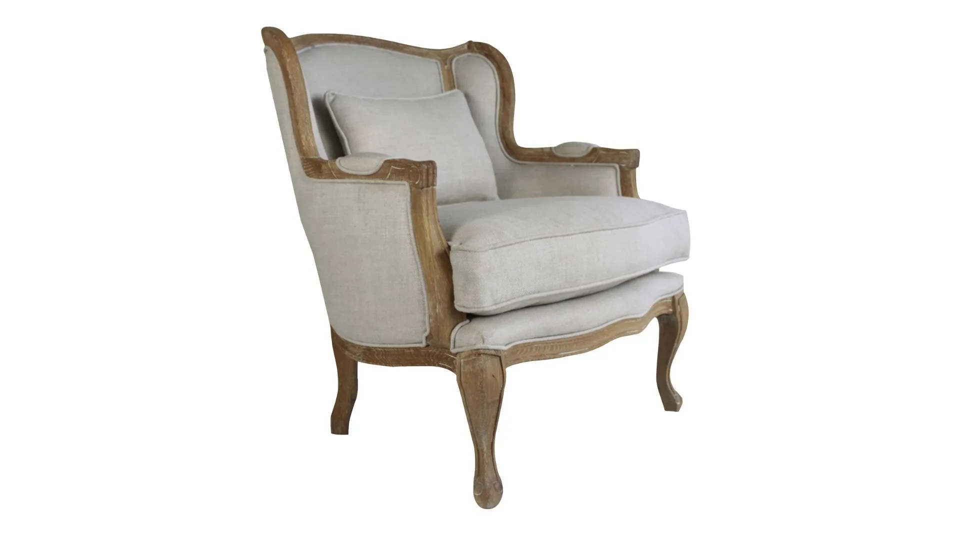 A wingback armchair in French Provincial style