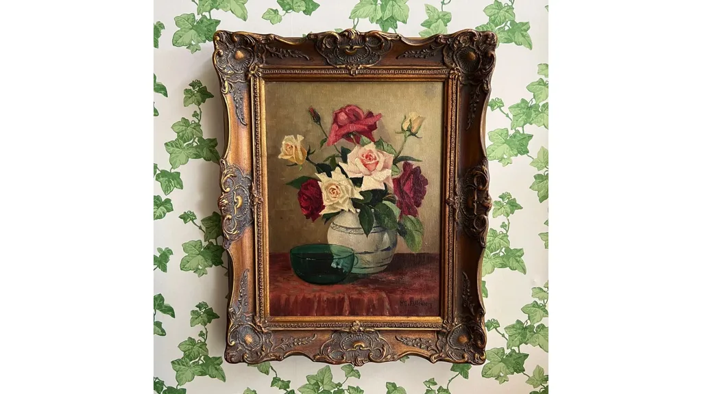 A vintage Dutch painting in a gold frame