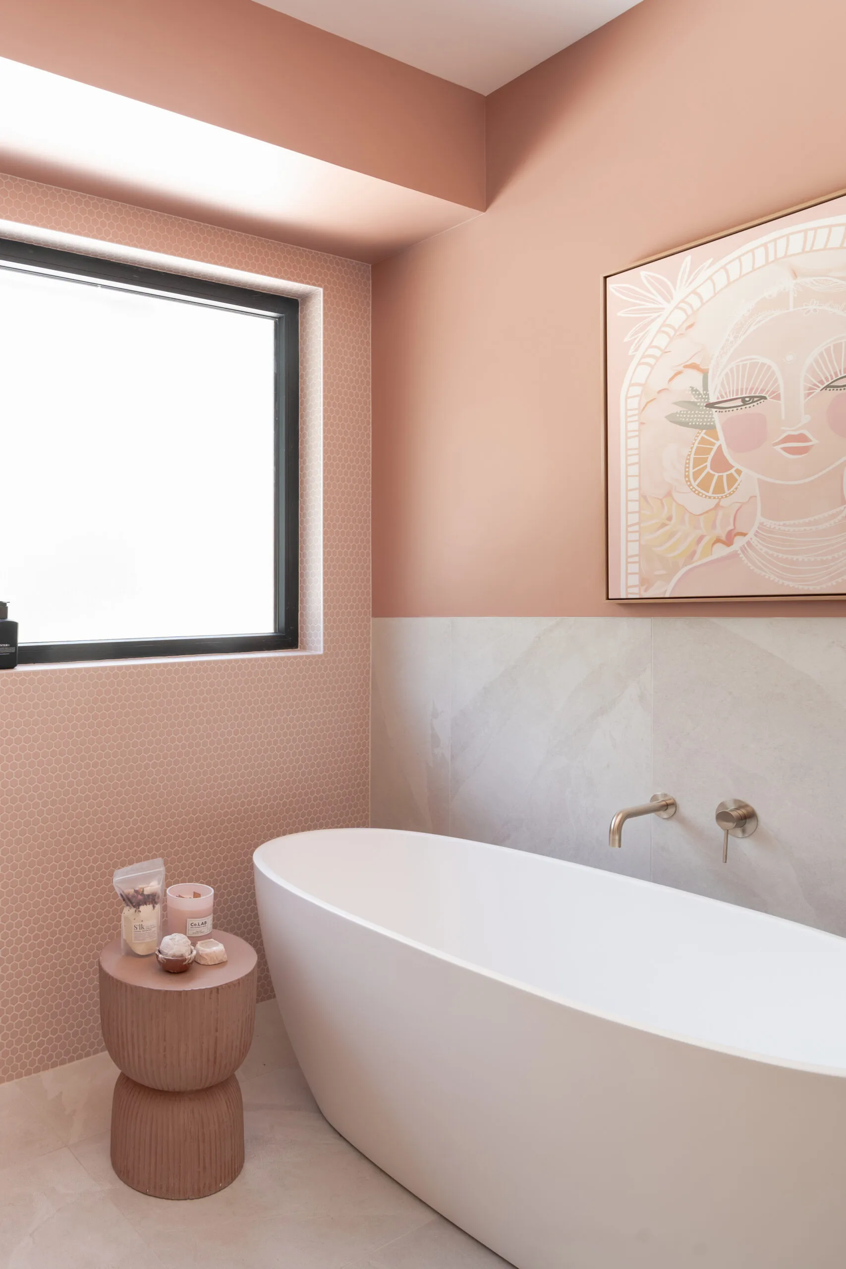 Rachel and Ryan's pink bathroom. 