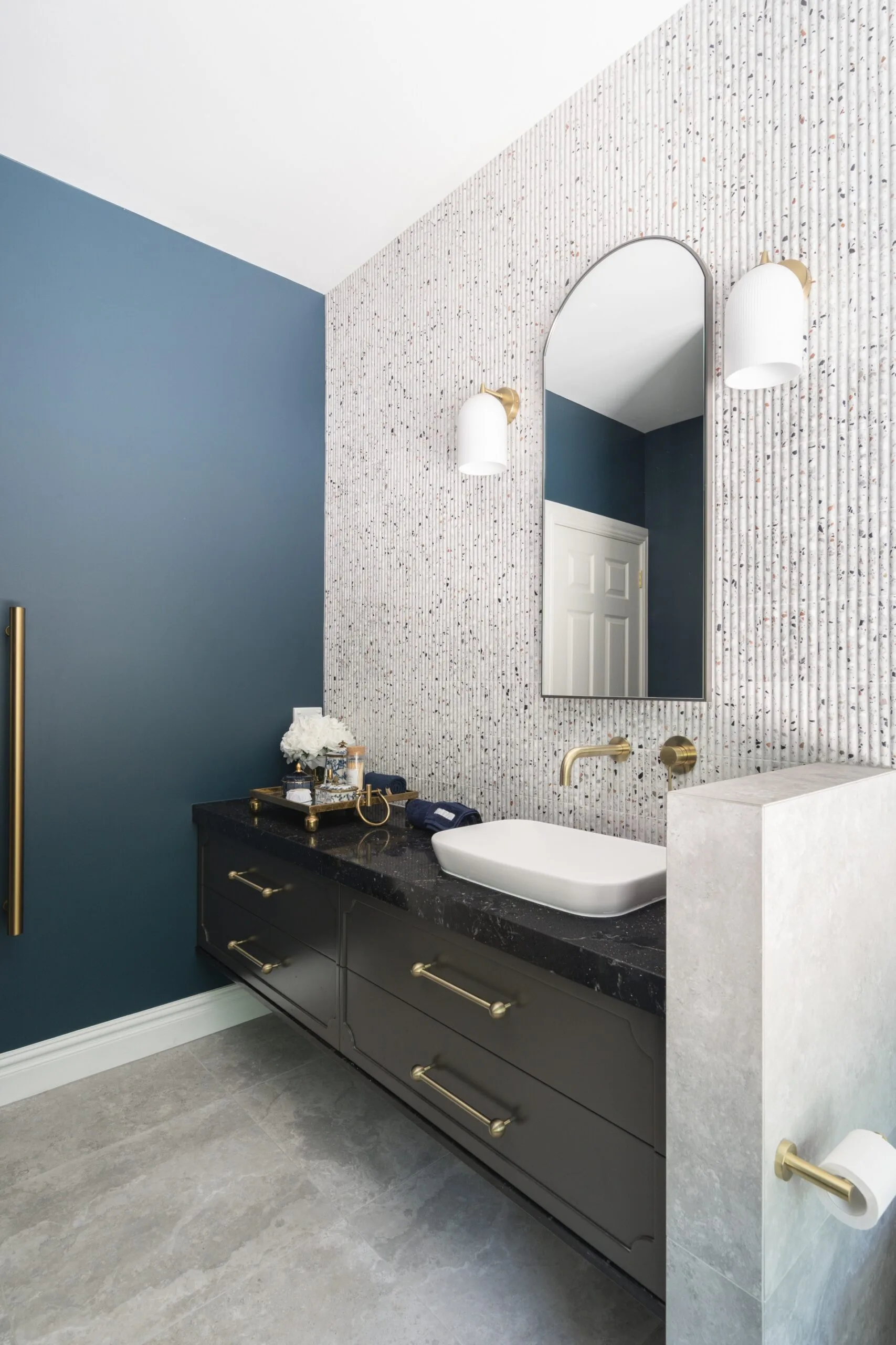 Rachel and Ryan's blue bathroom. 