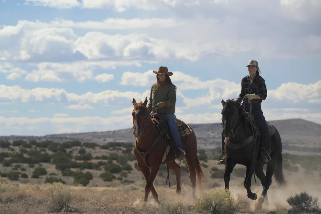 Ransom Canyon landscape with two actors on horses