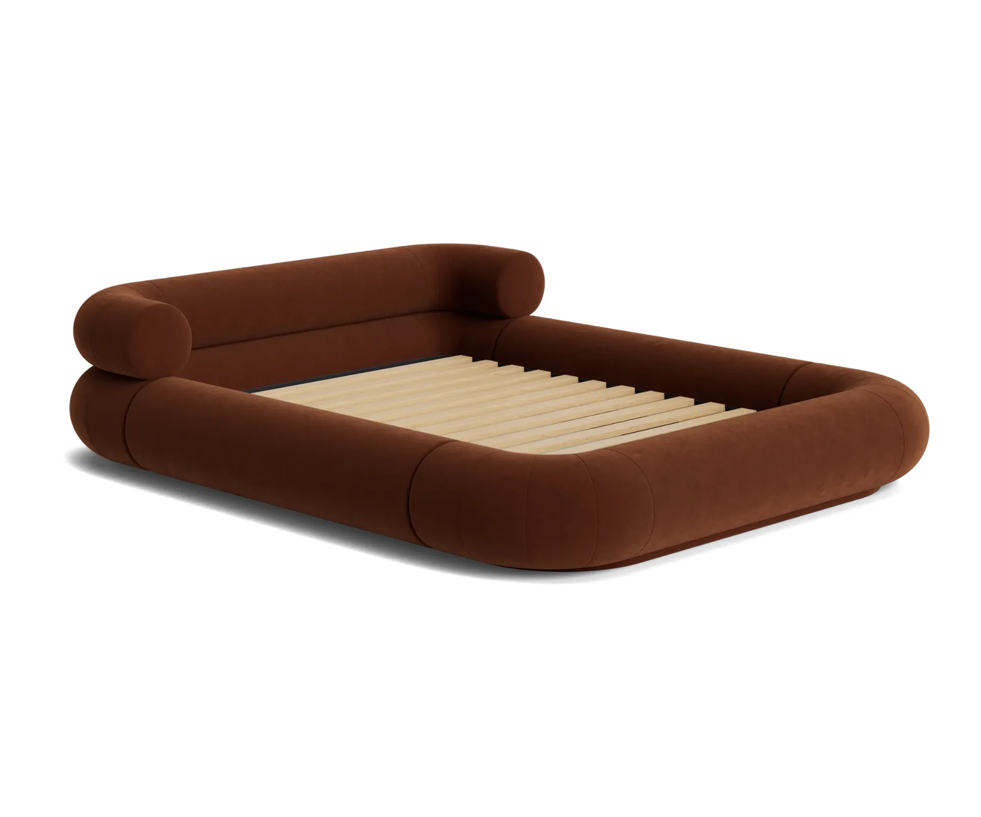queen bed in red from rj living