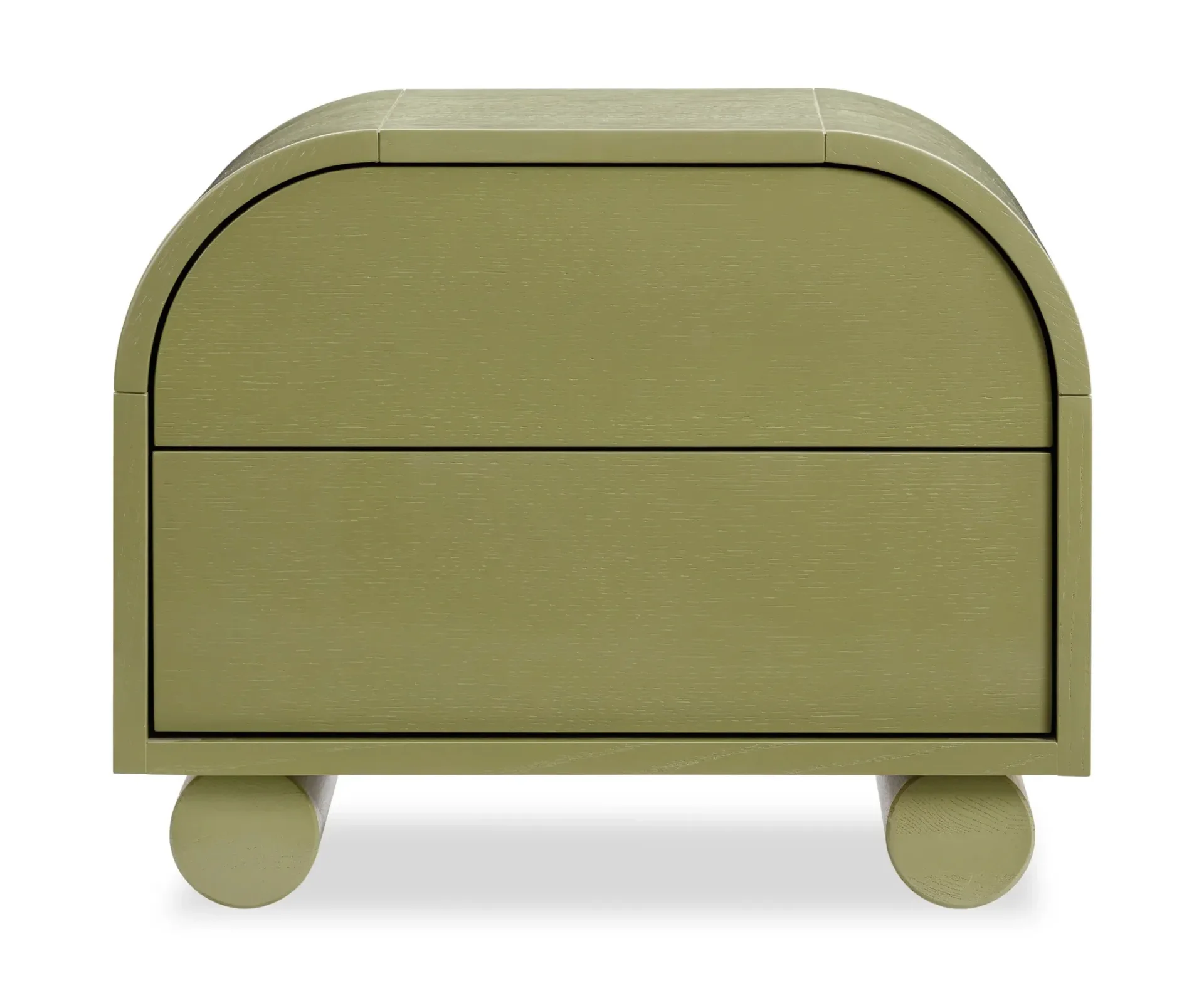round muse bedside table in olive from rj living