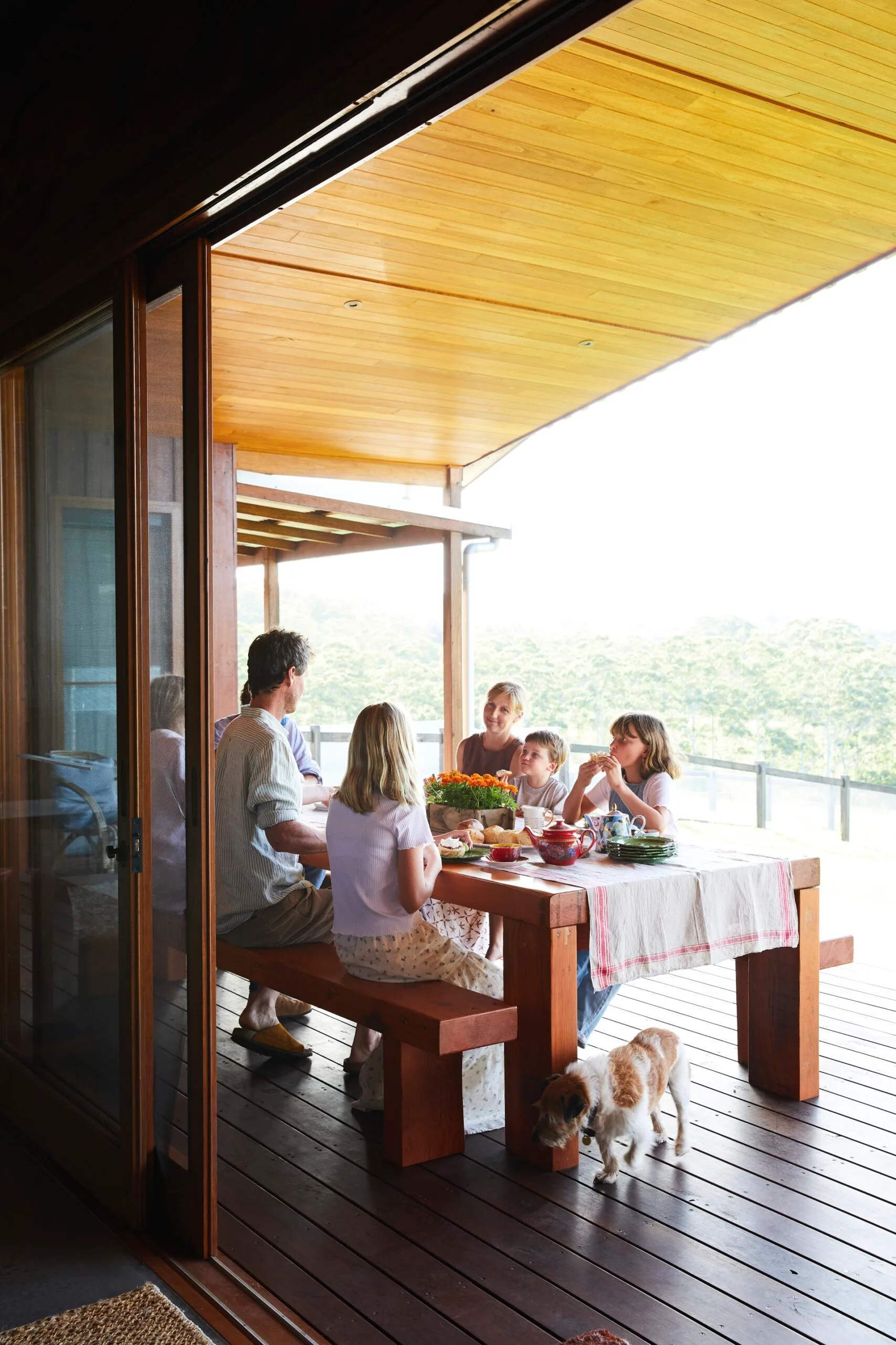 Timber family home with a deck. 