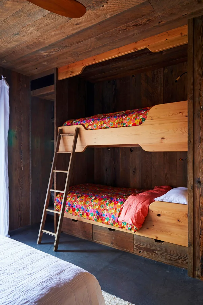 Timber built in bunk beds.