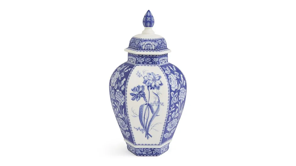 A blue and white ginger jar