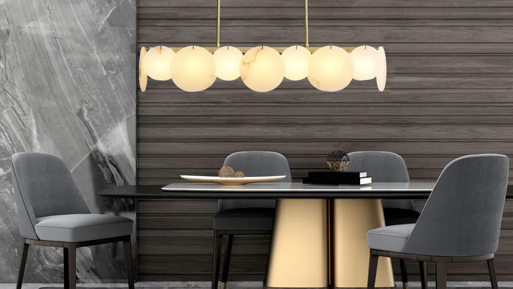 7Pandas Alabaster Chandelier over dining table