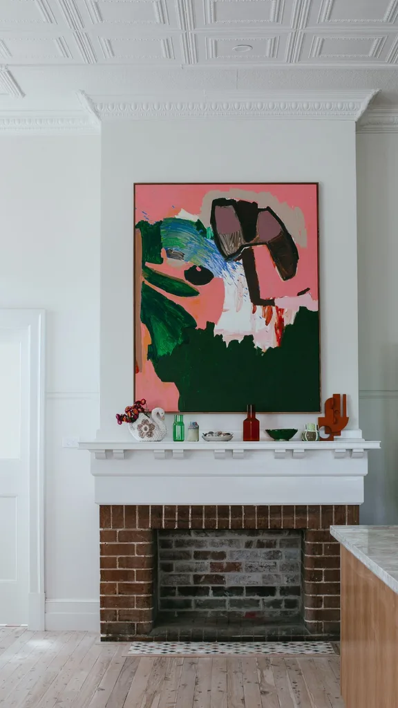 The fireplace after its renovation.