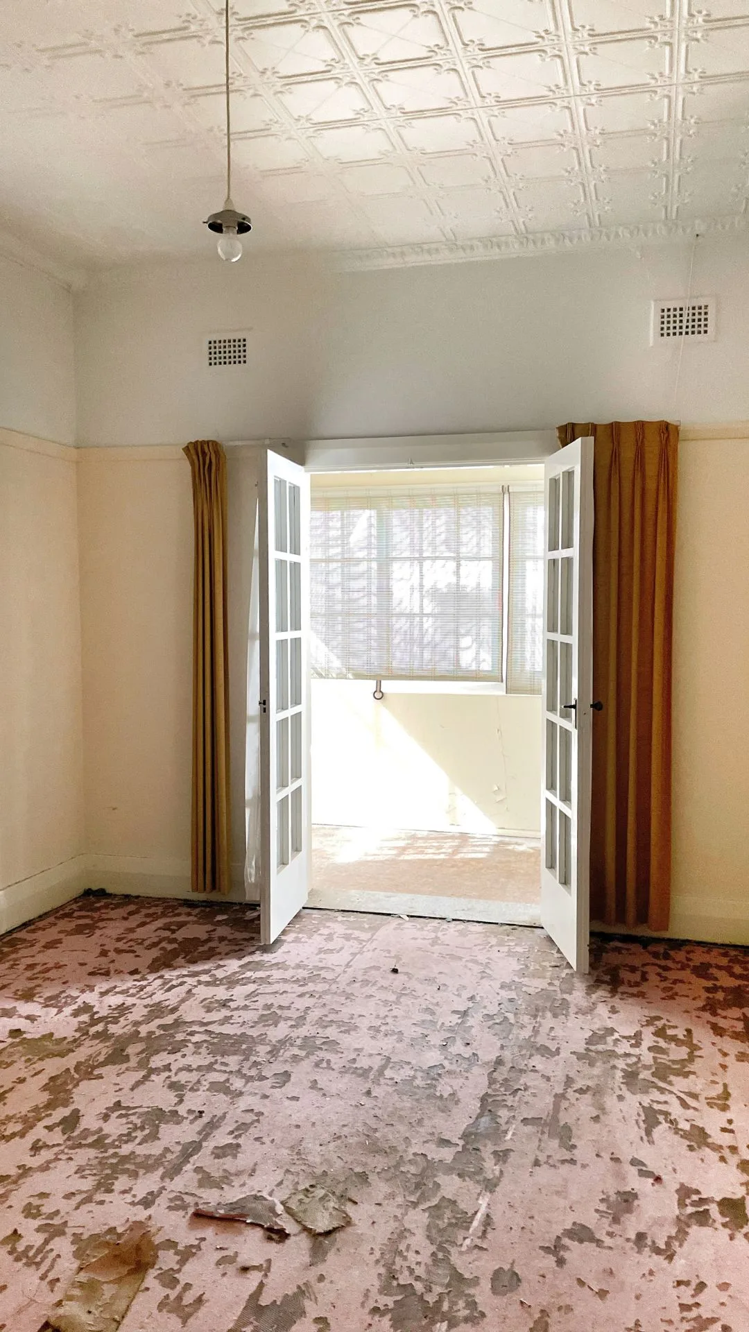 The French doors before renovation. 