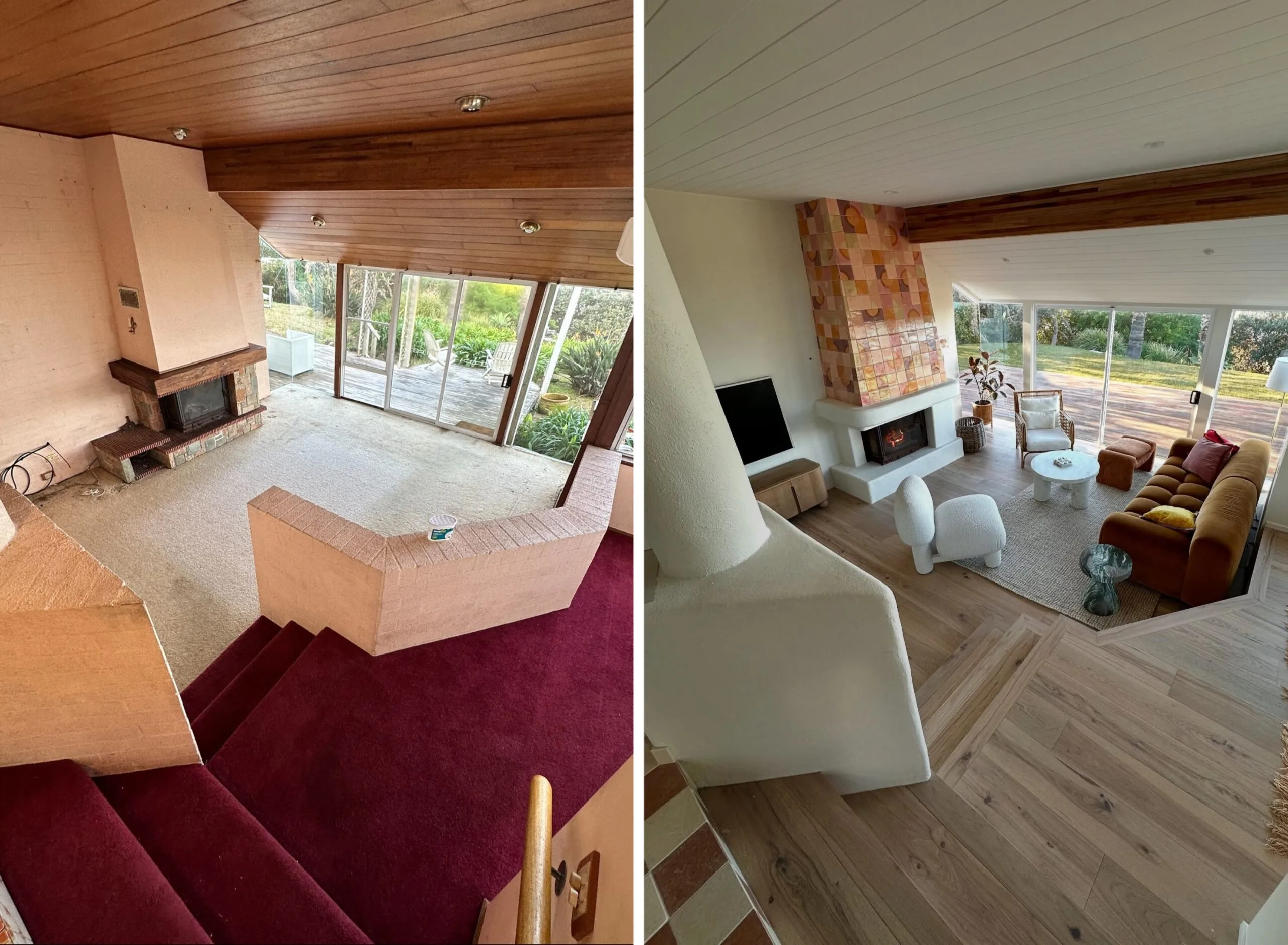 Chante Mer House living room before and after