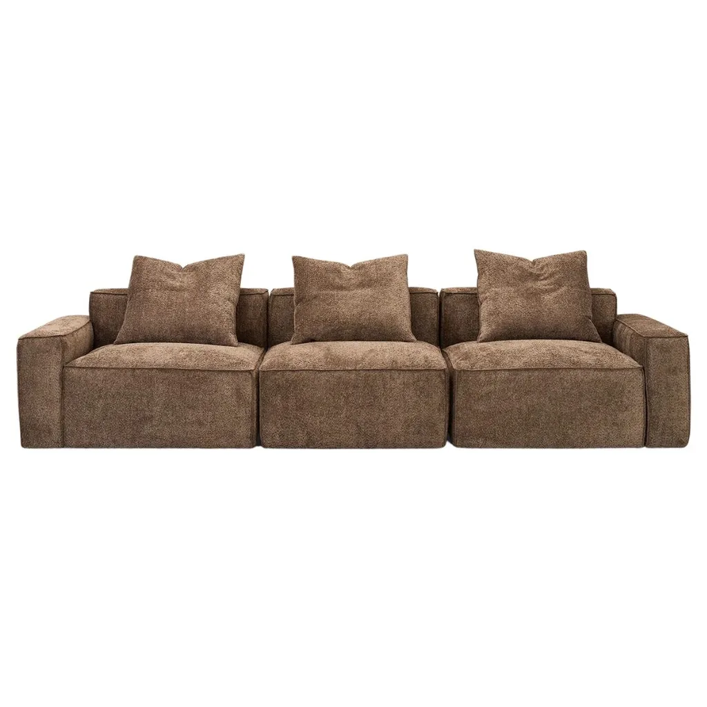 Chocolate brown couch.