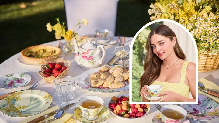 Miranda Kerr with her Royal Albert Australiana collection