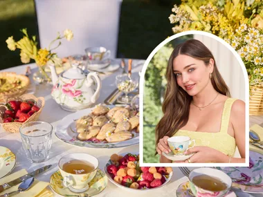 Miranda Kerr with her Royal Albert Australiana collection