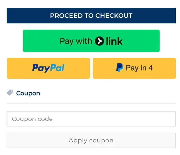 Origin discount code field on mobile checkout below payment buttons