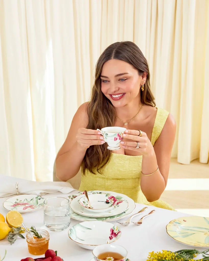 Miranda Kerr with her Royal Albert Australiana collection