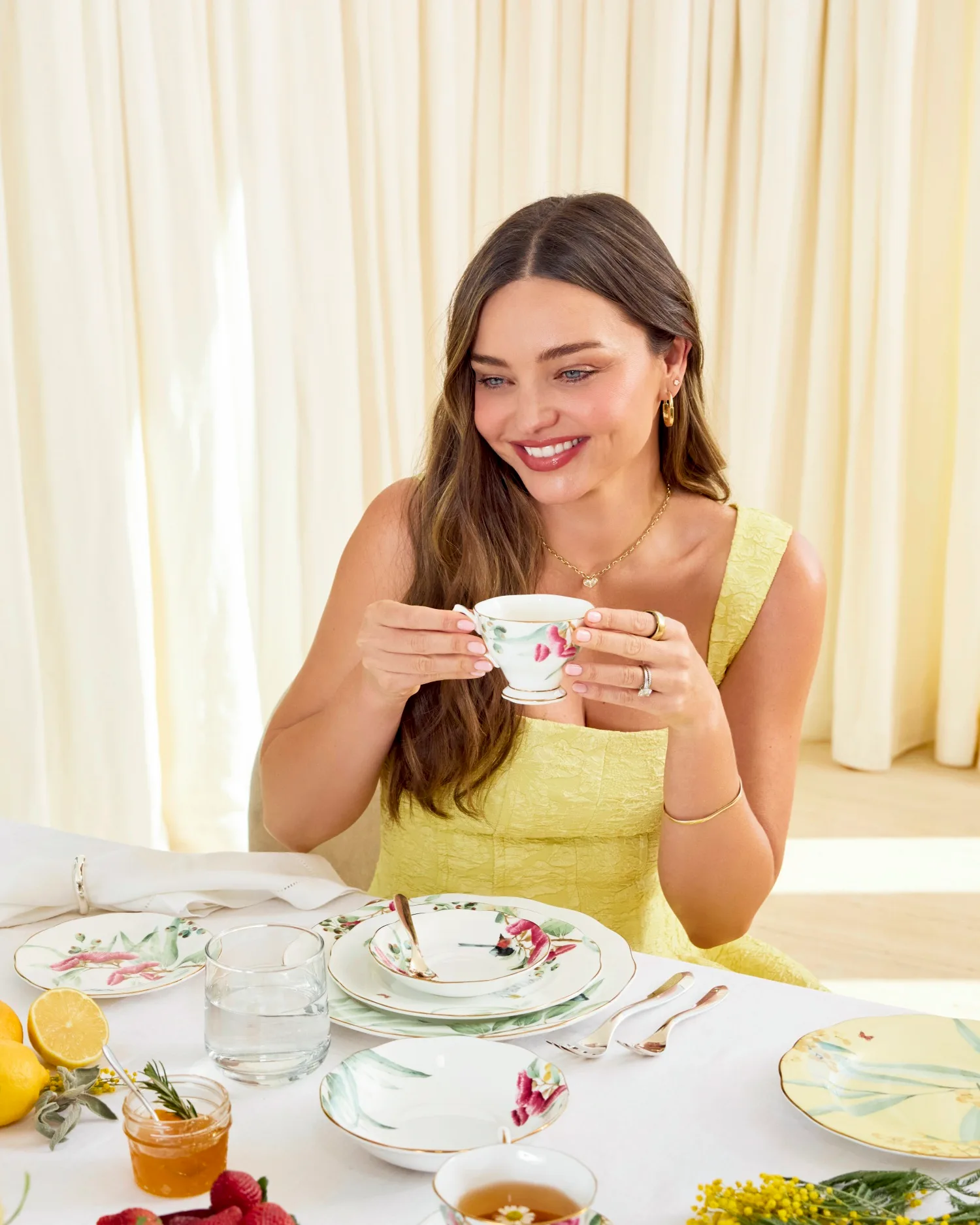 Miranda Kerr with her Royal Albert Australiana collection