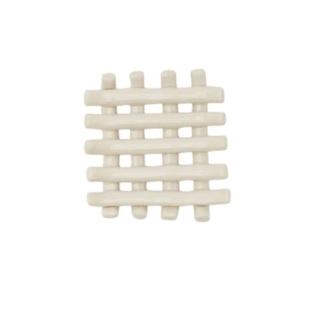 White criss cross soap dish.