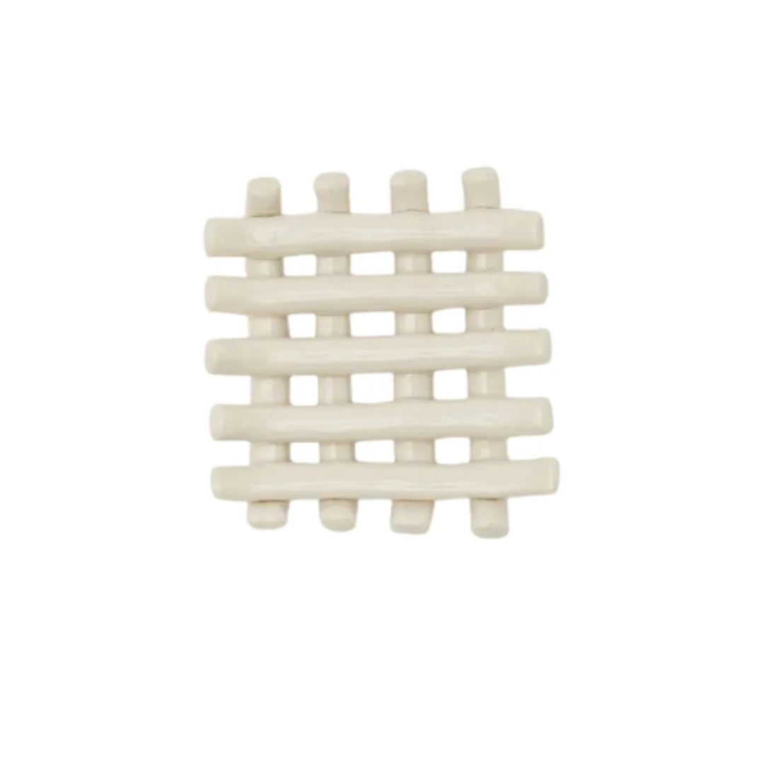 White criss cross soap dish. 