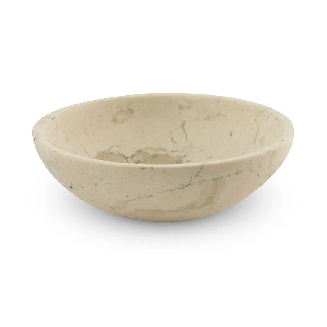 Cream ceramic soap dish in a bowl shape.