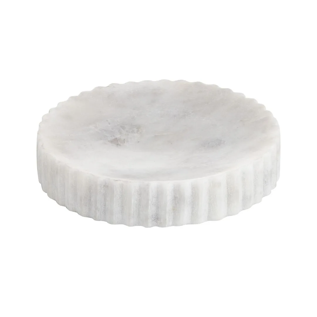 A white soap dish. 