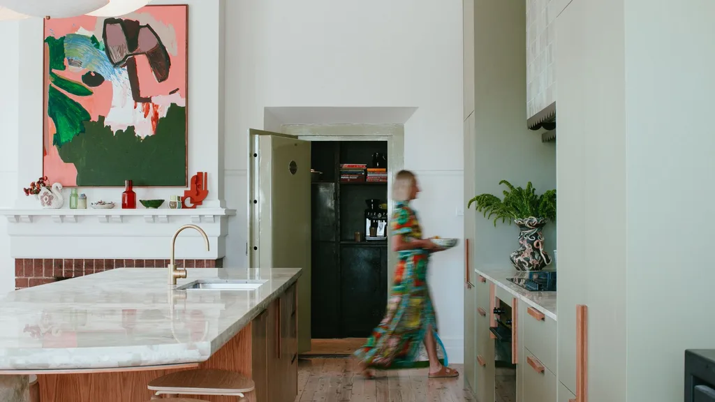 The open plan kitchen after the renovation.
