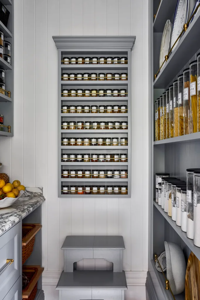 Spice storage inside a heritage home in Sydney's Inner West.