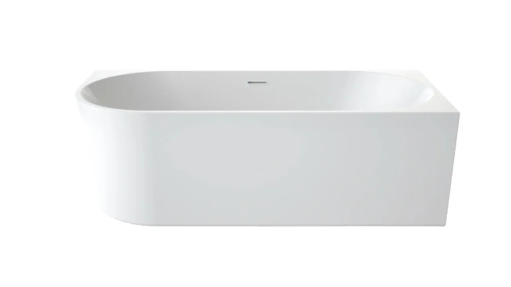 A bath that is designed to fit in the corner of a bathroom