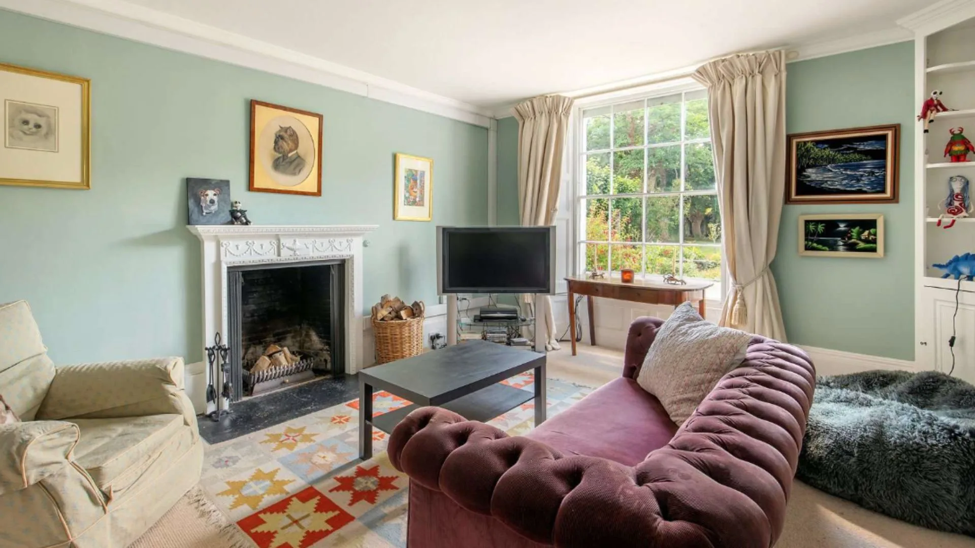 The living room inside Tim Burton's Oxfordshire home. 