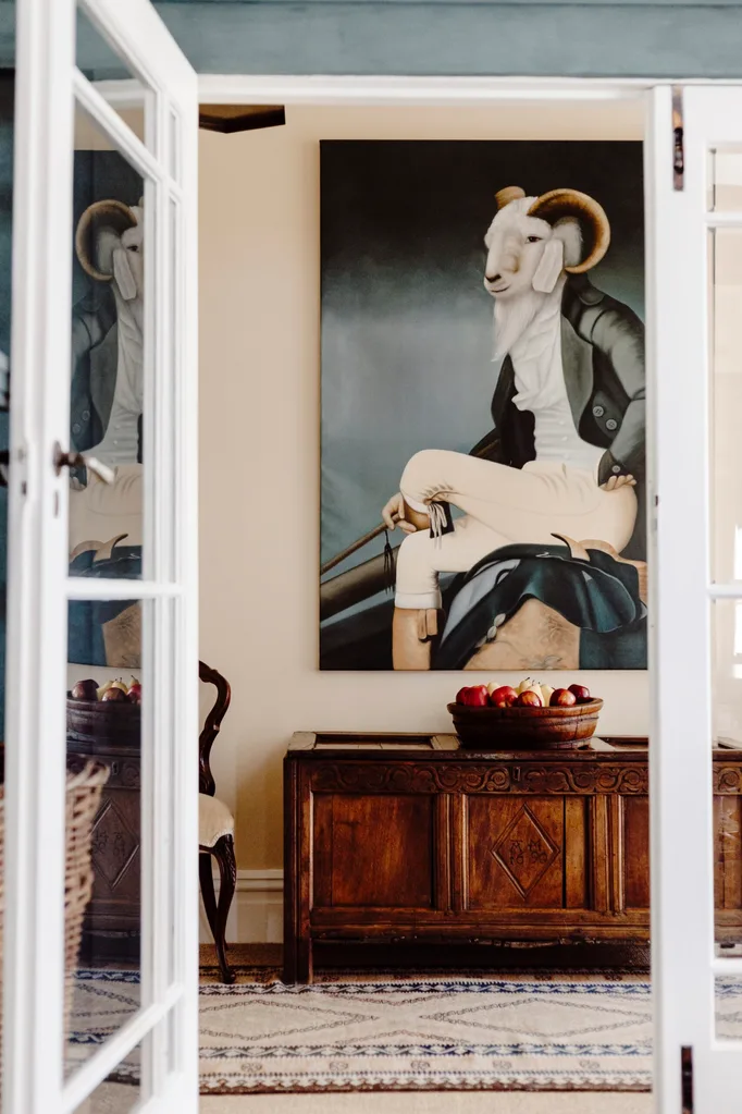 The artfilled entryway of a historical homestead in Victoria.