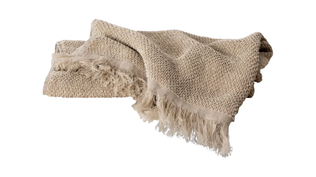 A linen bath towel in an earth tone