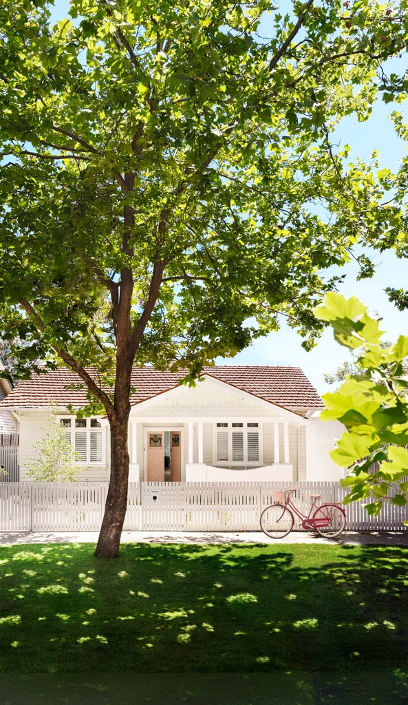 The exterior of a renovated californian bungalow.