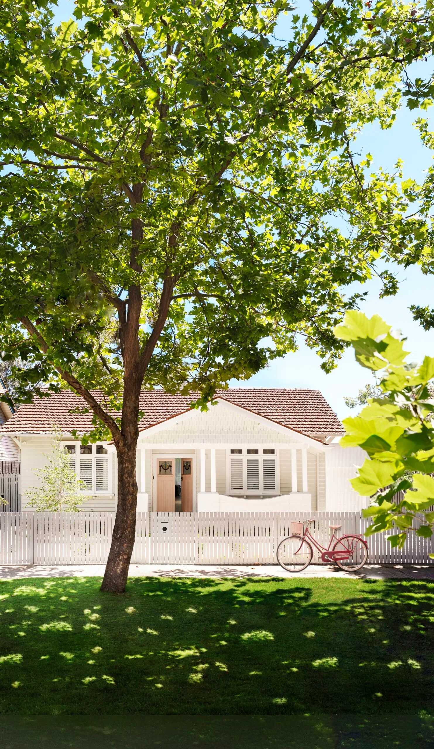 The exterior of a renovated californian bungalow.