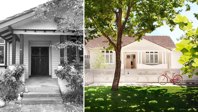 The before and after renovation of a Californian bungalow.