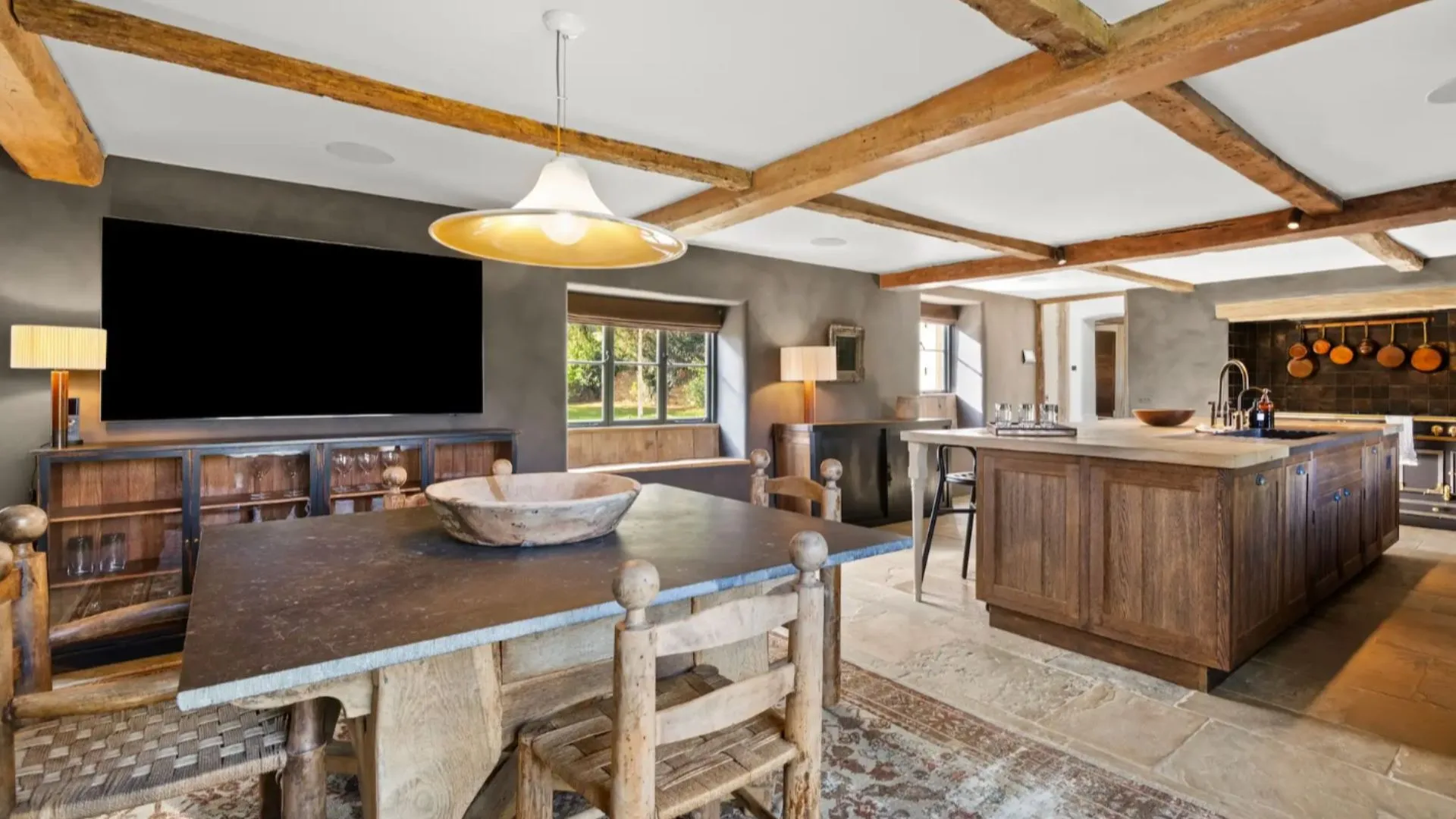 The farmhouse kitchen inside Ellen Degeneres Cotswold home. 