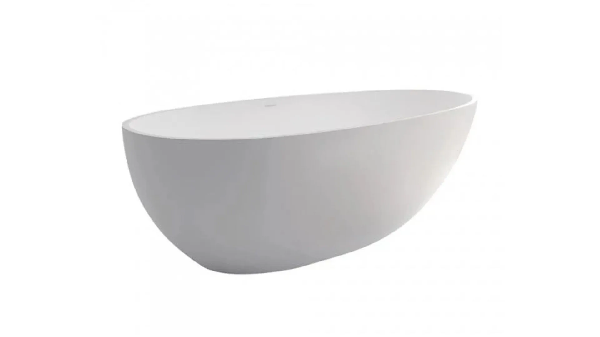 A freestanding white bathtub with an oval shape.