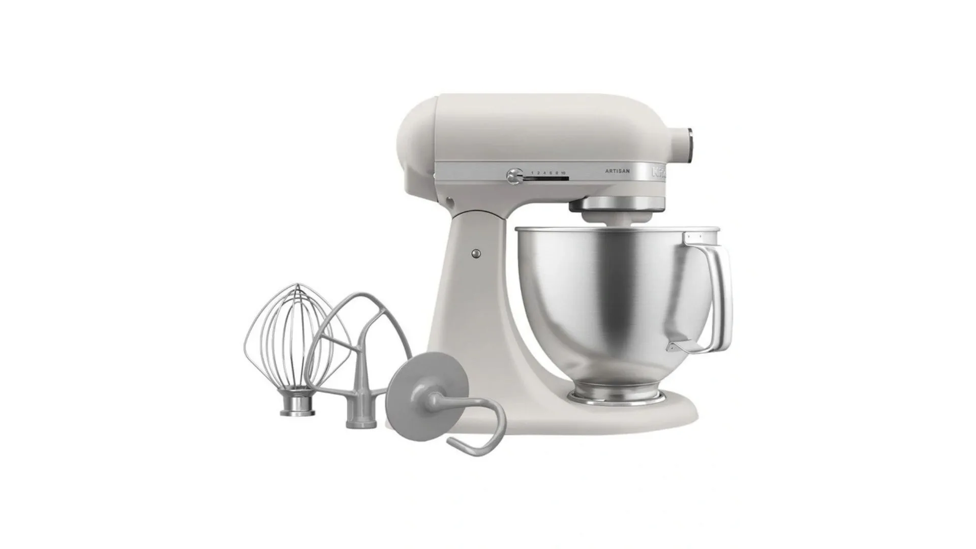 A cream coloured stand mixer