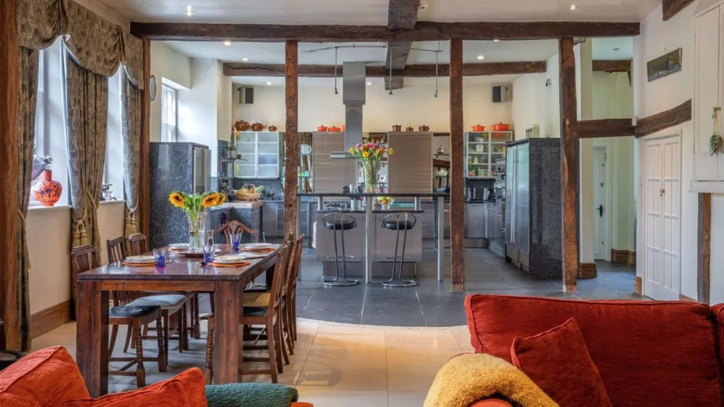 Mel B's open plan kitchen and dining room.