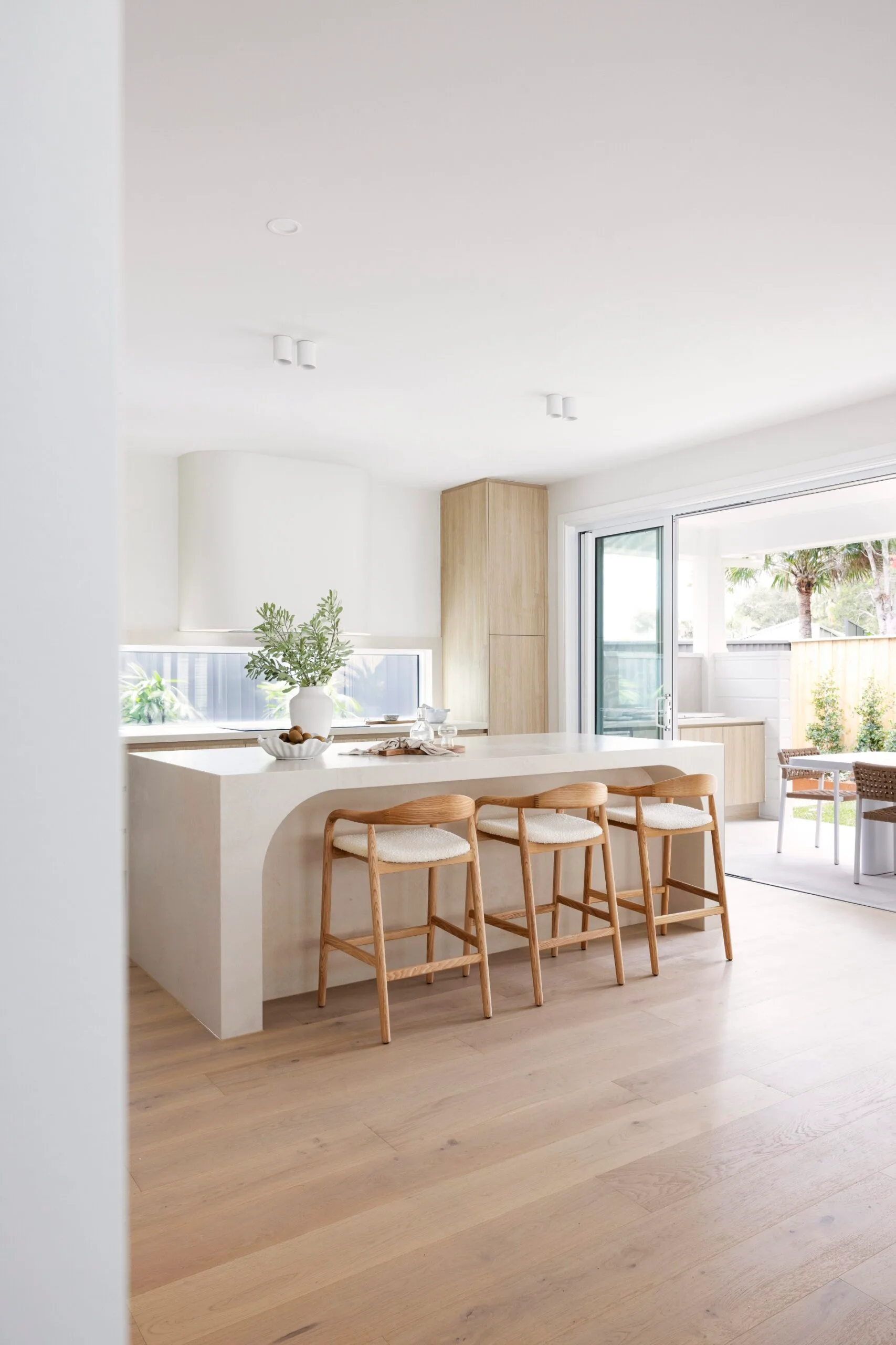 A light-filled kitchen in a new build by Oak and Orange. 