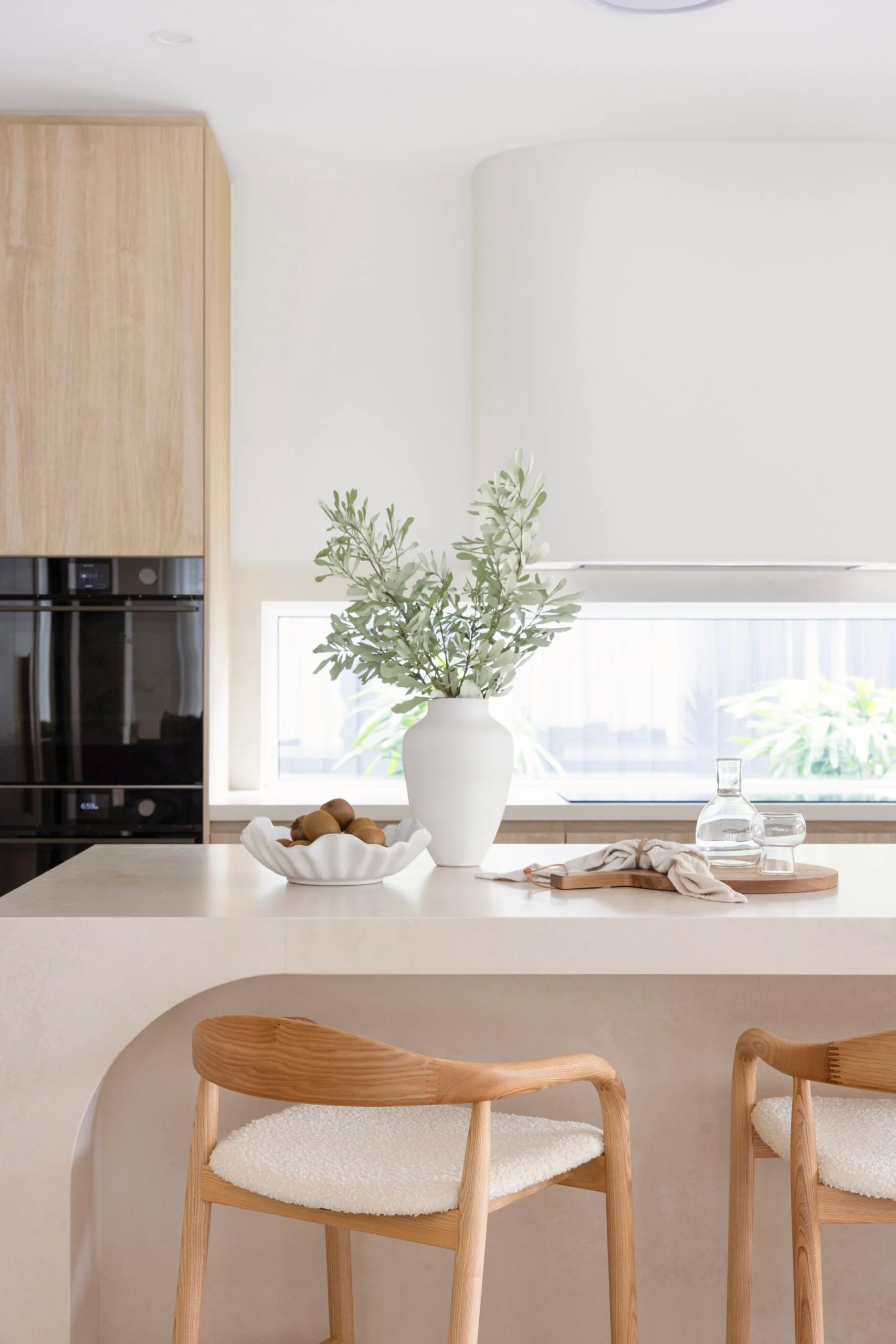The kitchen island in an Oak and Orange new build. 