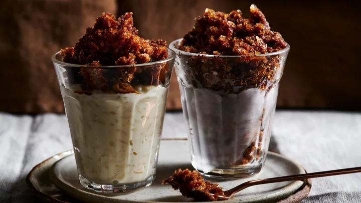 Rice pudding with cold drip granita